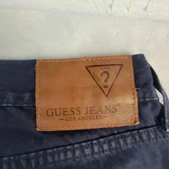Guess Jeans Mens 34x32 Blue Denim Lincoln Slim Straight 5 Pocket Cotton Ribbed - Picture 5 of 10